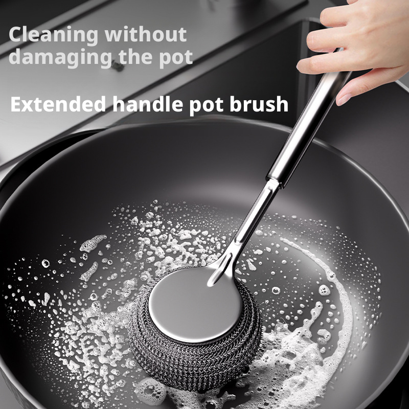 Stainless steel pot brush for kitchen