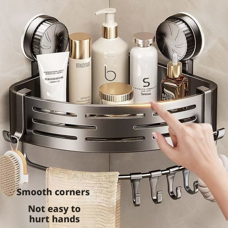 Bathroom suction cup triangular seamless shelf