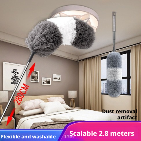 Extended feather duster cleaning brush
